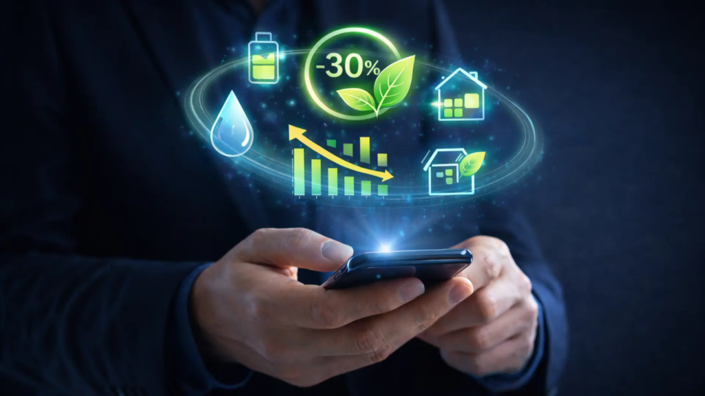 Akıllı ev enerji yönetimi ve sürdürülebilirlik sistemi mobil kontrol